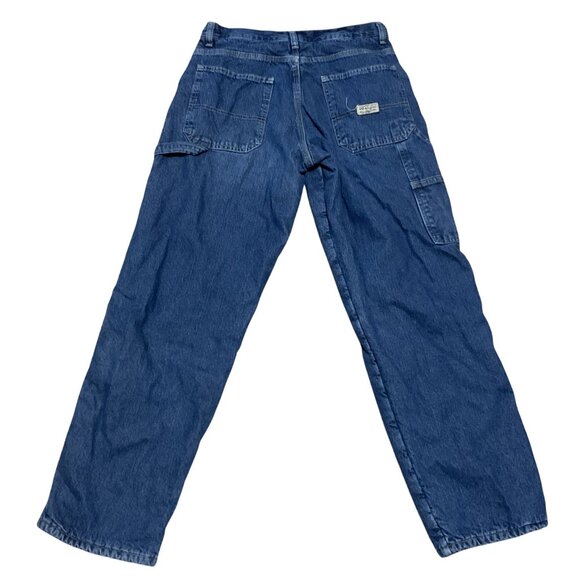 Wrangler Denim Fleece-Lined Carpenter Jeans Sz 32 x 30 Work Winter Dark Rinse - Picture 1 of 5